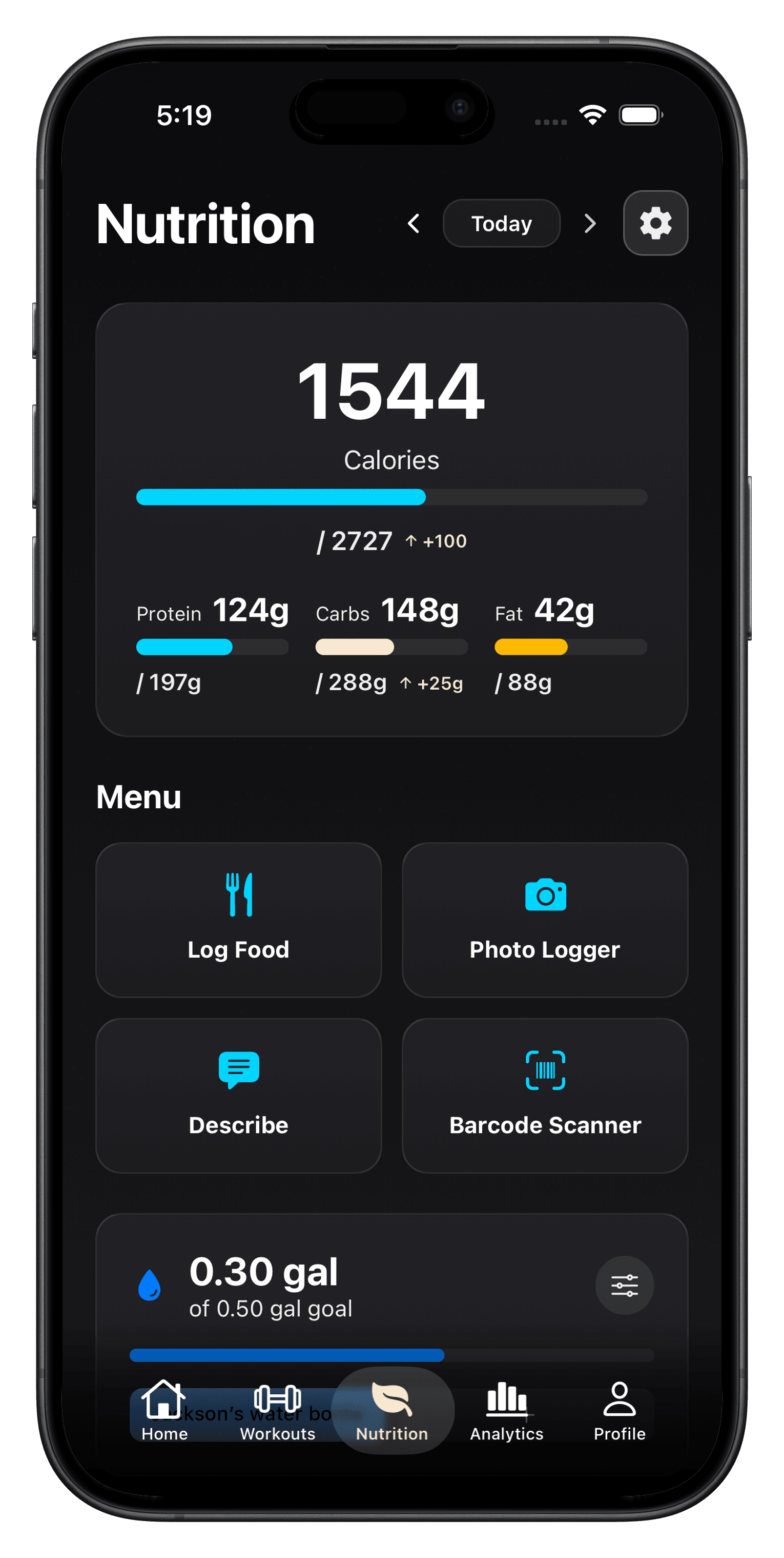 Hammr Fitness AI nutrition and macro tracking
